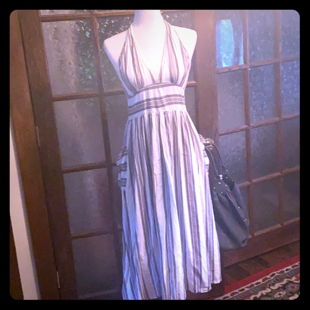 Grey and white halter dress